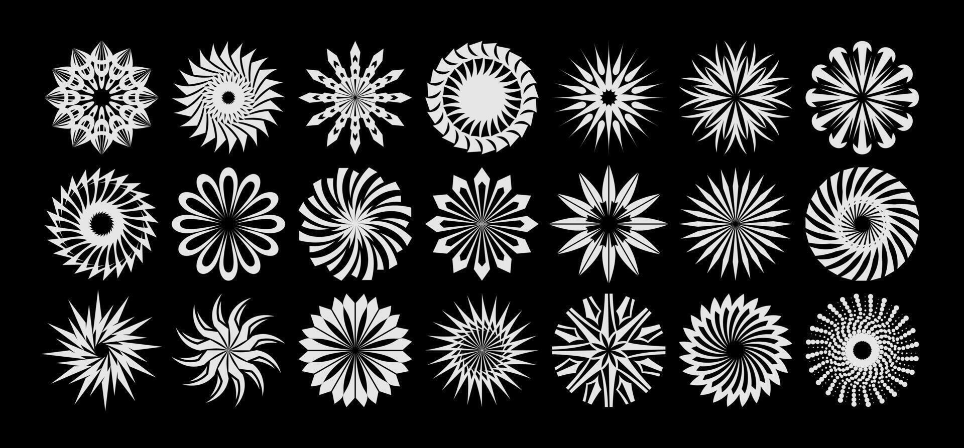 Luxury memphis abstract flower circle logo set vector