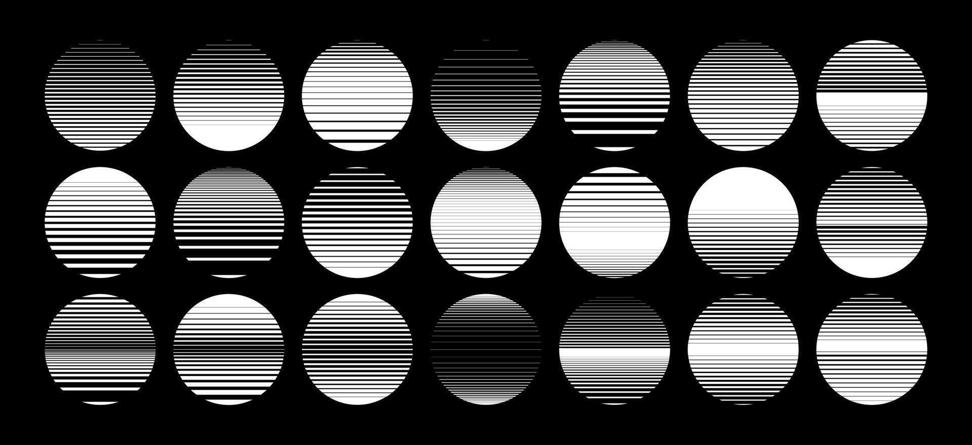 Set of stripe line sun circle design vector