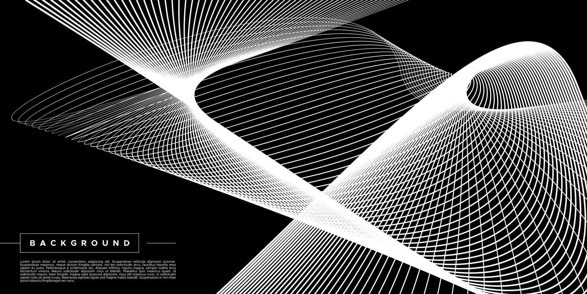 Black flowing blend line grid abstract background vector