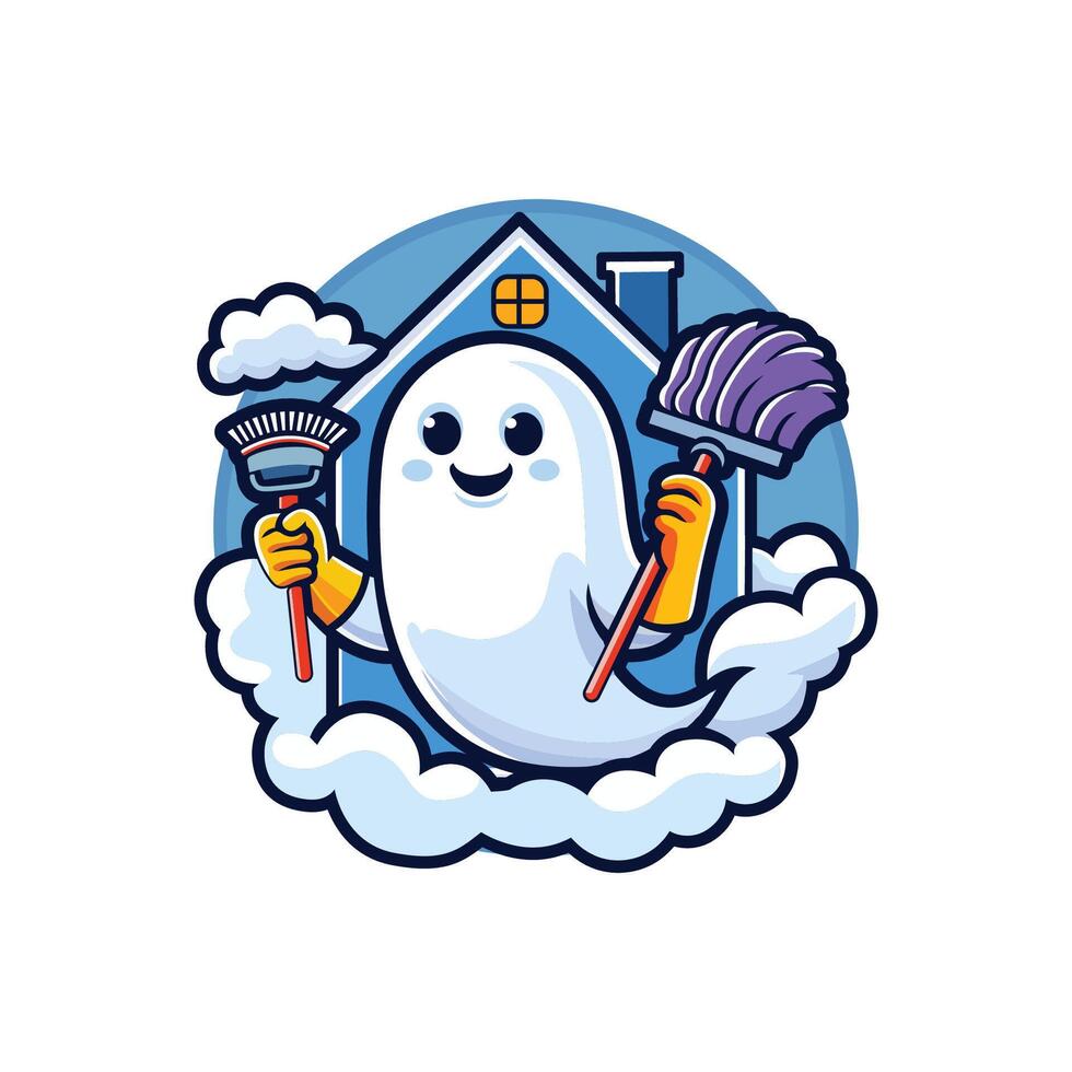 Cleaning Ghost House vector