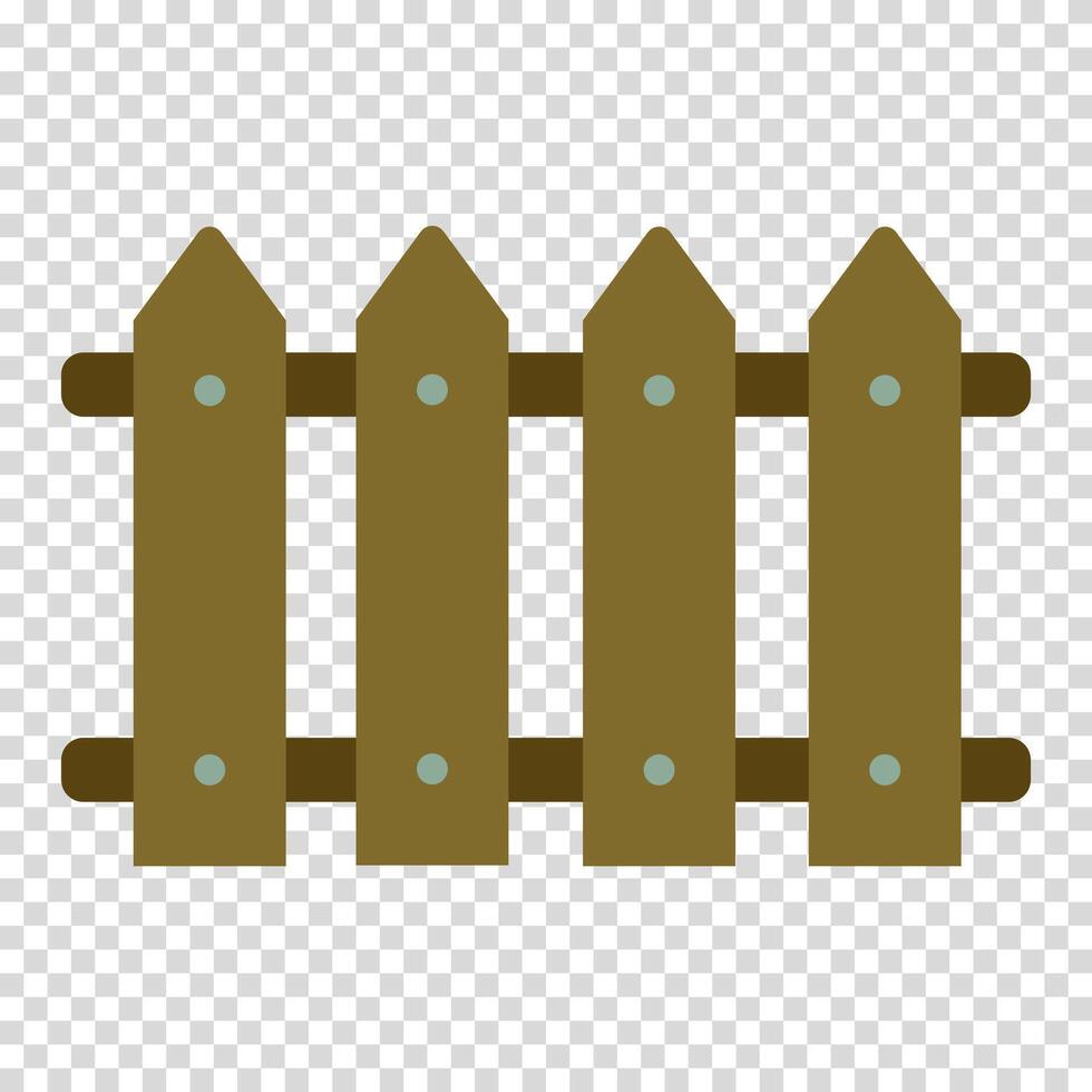 Brown fence made of boards nailed with nails, country house, fenced area, flat design, simple image, cartoon style. Territory protection concept. line icon for business and advertising vector