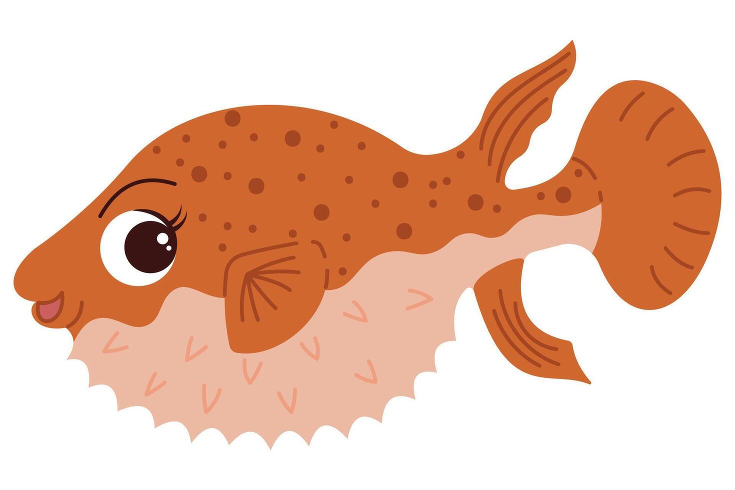 Cartoon fugu fish Ocean animal exotic Underwater cute creature Marine fauna dangerous vector