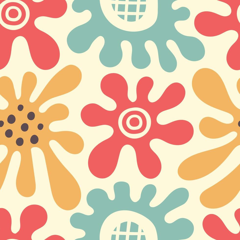 Creative geometric flowers seamless pattern vector