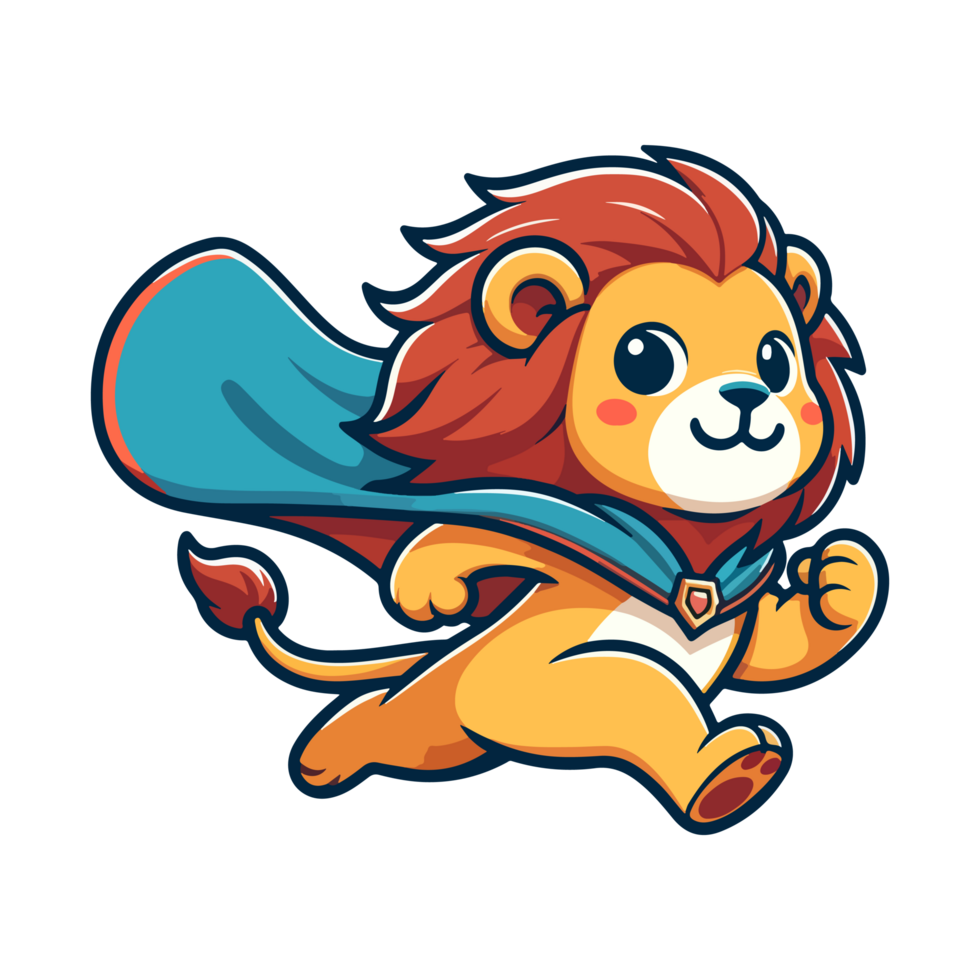 cute lion hero icon character png