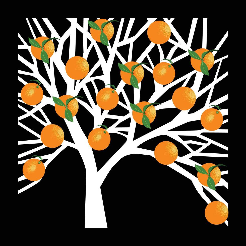 naranja árbol icono en negro antecedentes vector