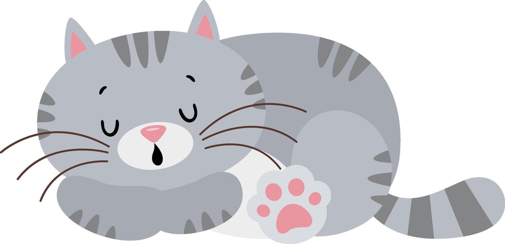 linda gracioso gato dormido aislado vector