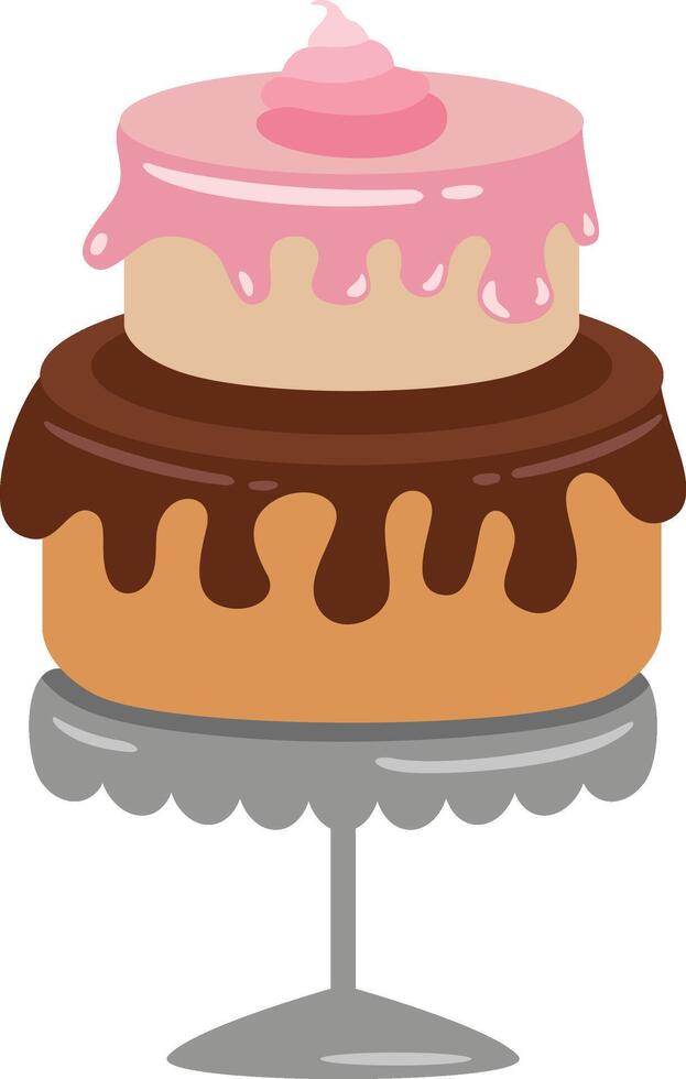 Sweet strawberry and chocolate cake exposed vector