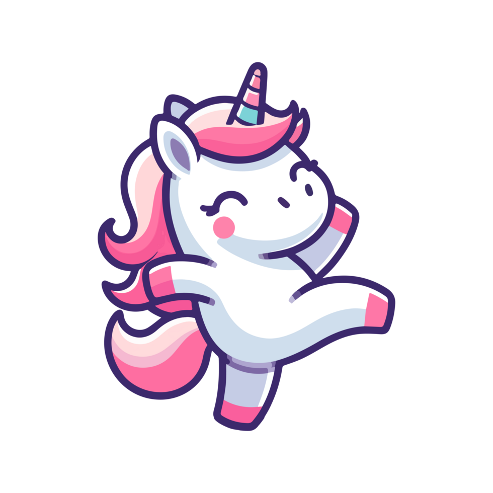 cute dancing unicorn icon character png