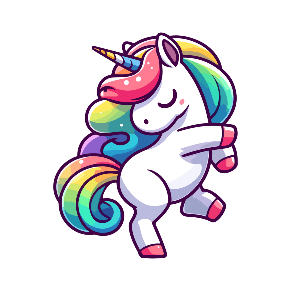 cute dancing unicorn icon character png