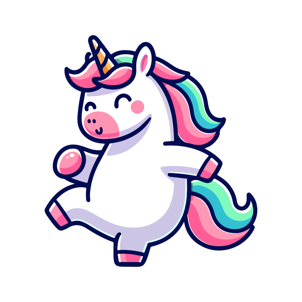 cute dancing unicorn icon character png