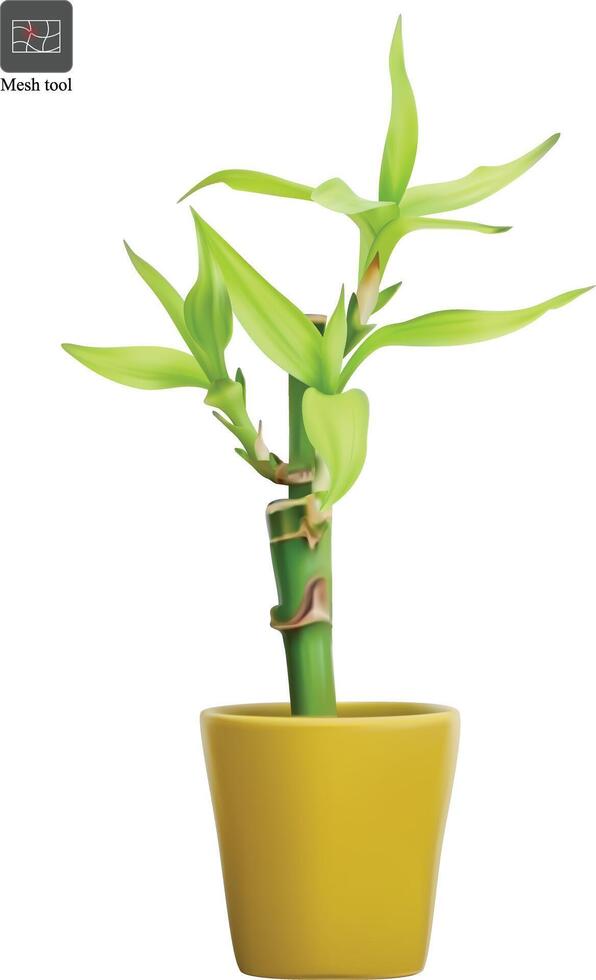 bambú planta planta en un amarillo maceta con el título el año en el fondo vector