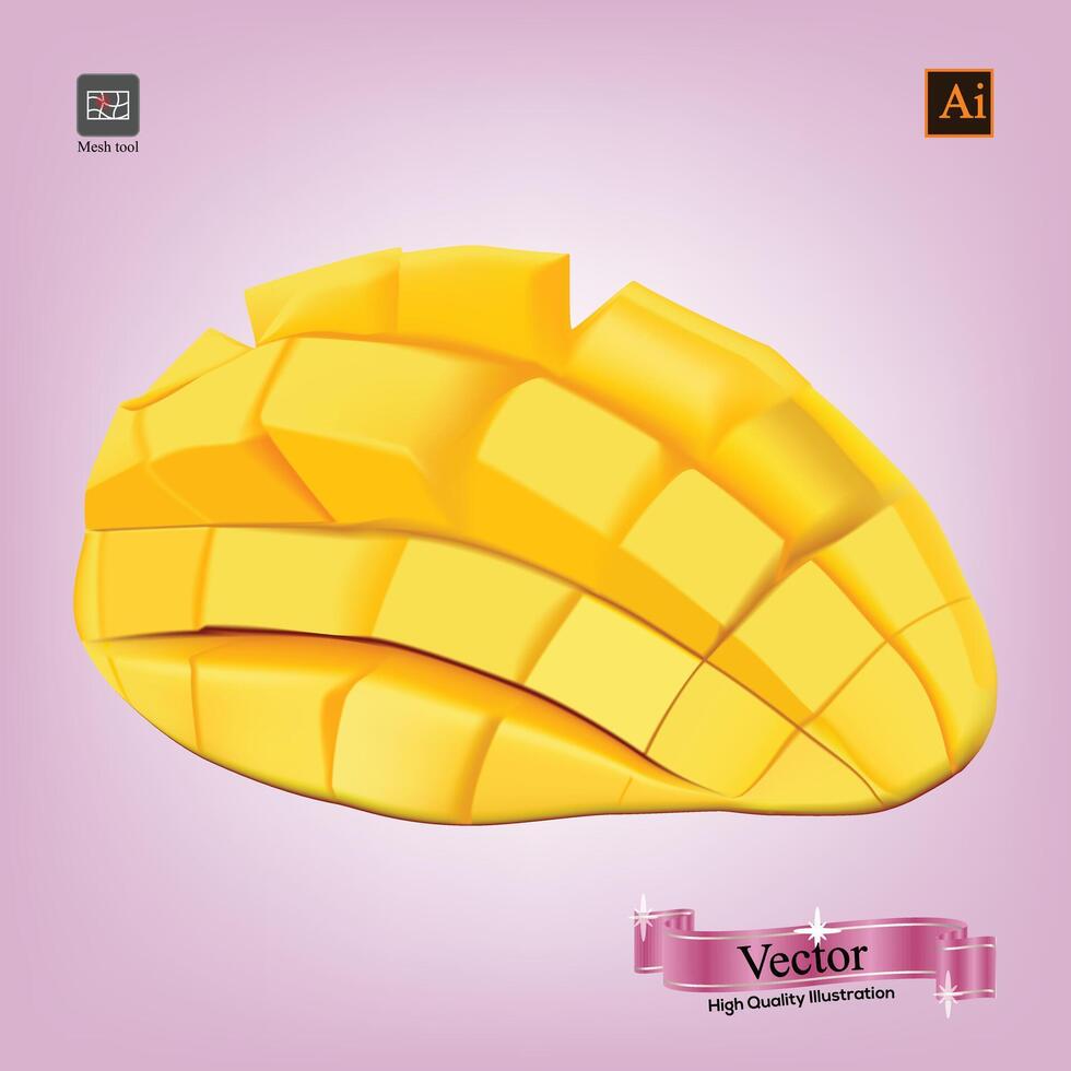 Mango pieces. Fresh fruit. vector