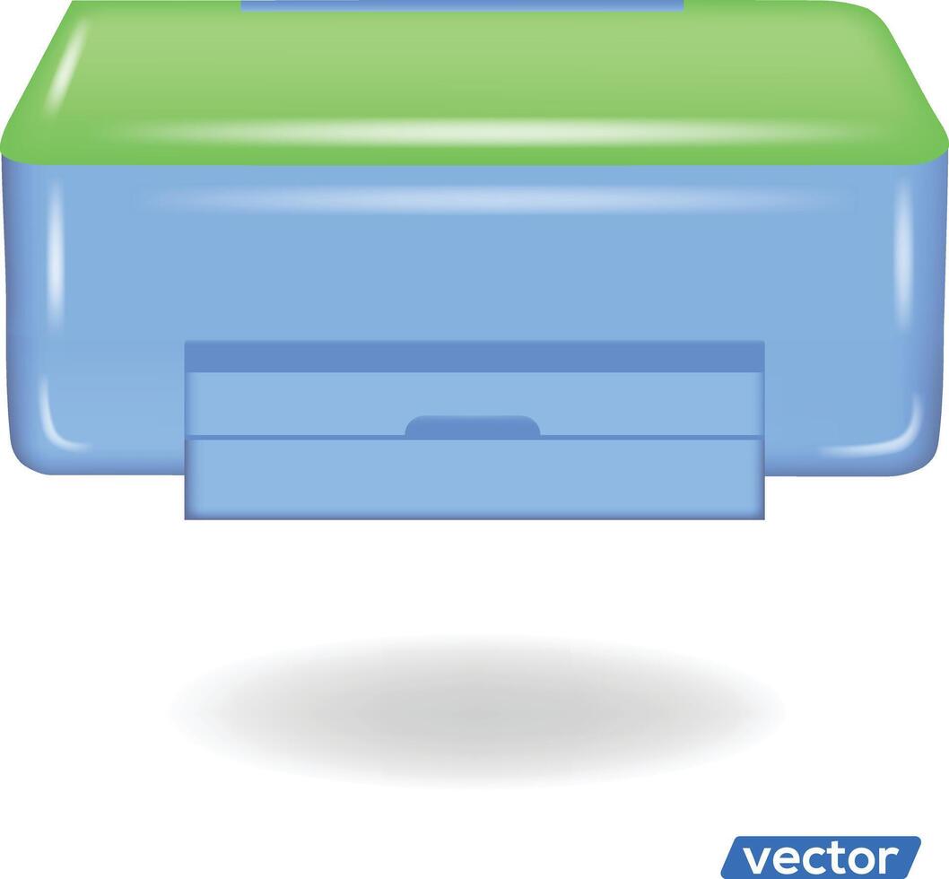 Computer devices 3d render icon printer. vector