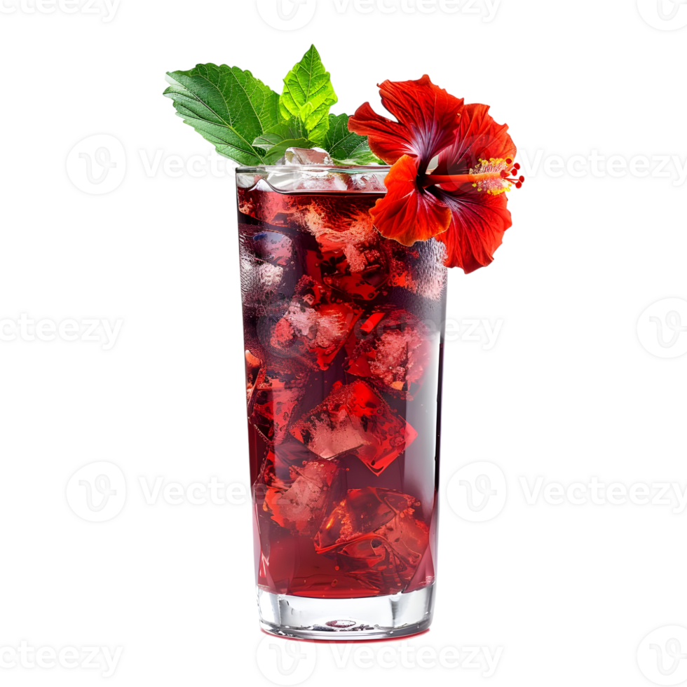 3D Rendering of a Rose Berry Cocktail Juice in a Glass Transparent Background png
