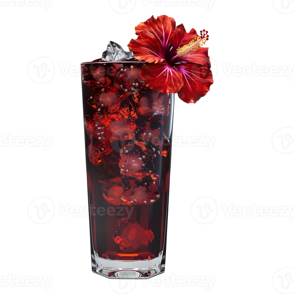 3D Rendering of a Rose Berry Cocktail Juice in a Glass Transparent Background png