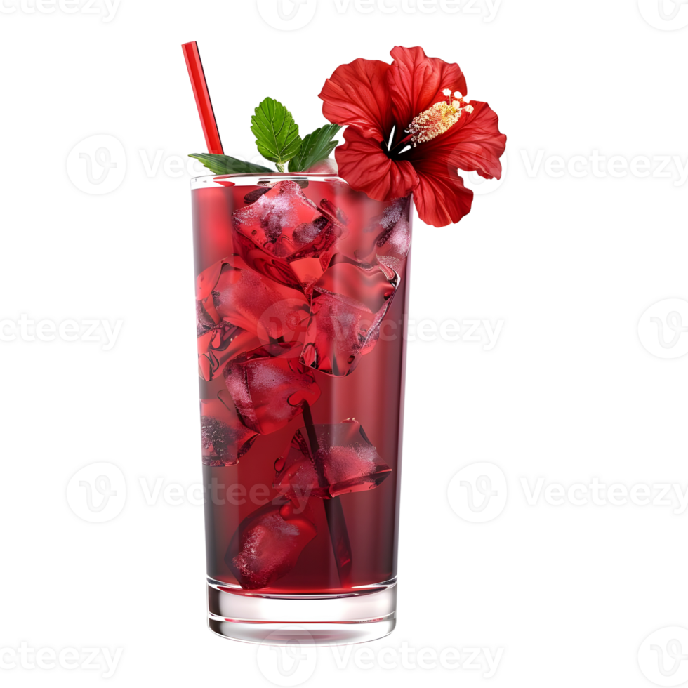 3D Rendering of a Rose Berry Cocktail Juice in a Glass Transparent Background png