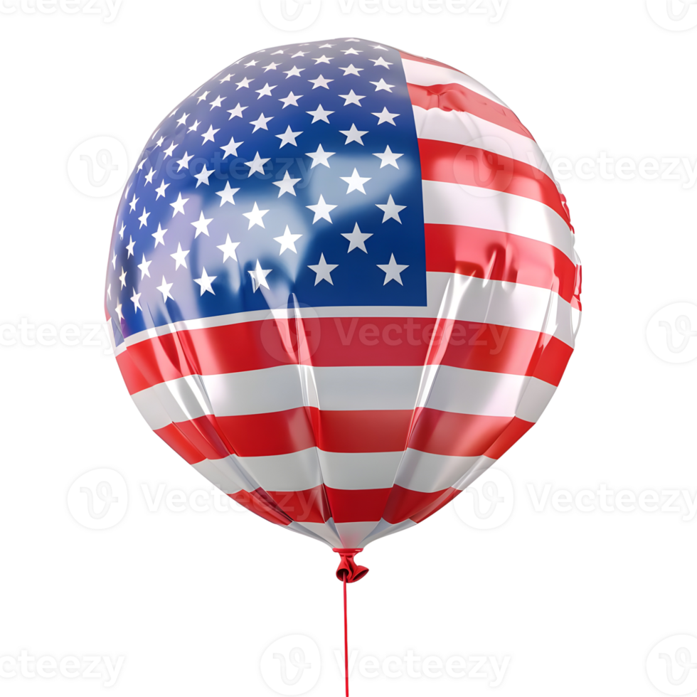 3D Rendering of a Balloon with USA Flag on it on Transparent Background png