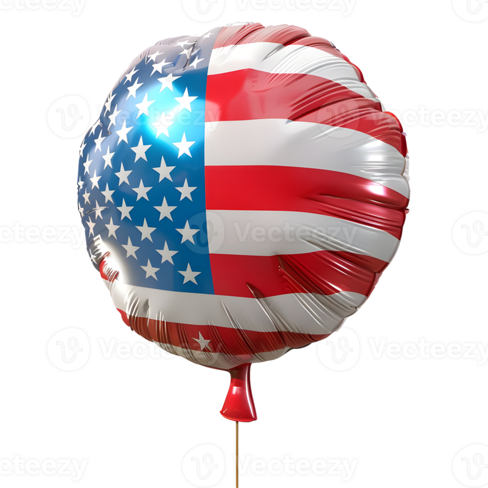 3D Rendering of a Balloon with USA Flag on it on Transparent Background png