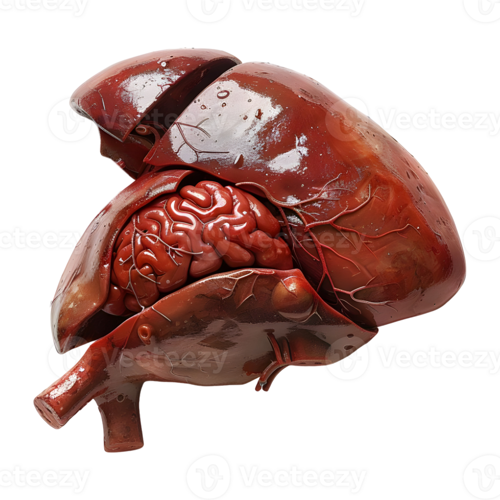 3d representación de un humano hígado Organo transparente antecedentes png