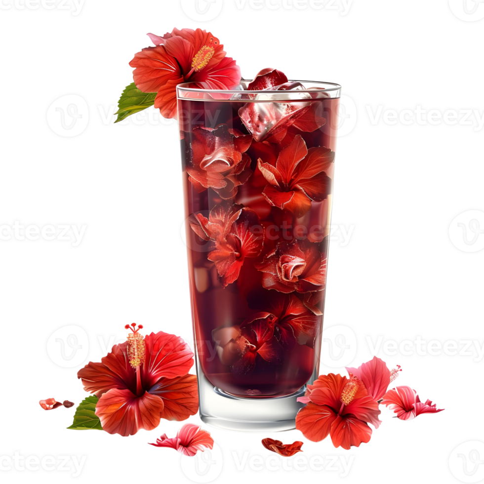 3D Rendering of a Rose Berry Cocktail Juice in a Glass Transparent Background png