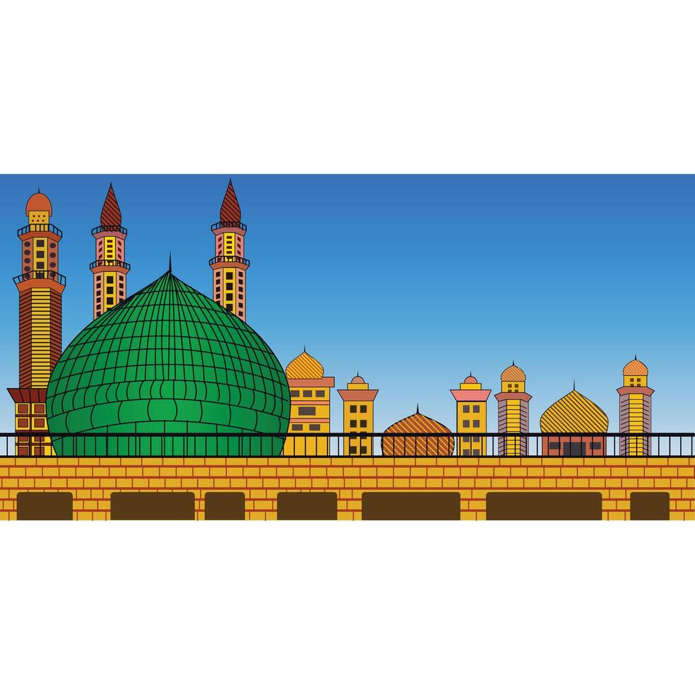 Masjid E Nabvi Saudi Arabia islamic Mosque Design vector