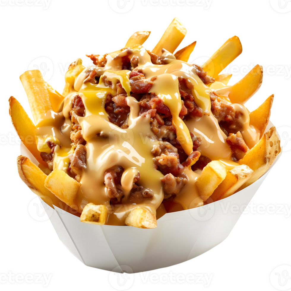 3D Rendering of a Chili Cheese Fries on Transparent Background png