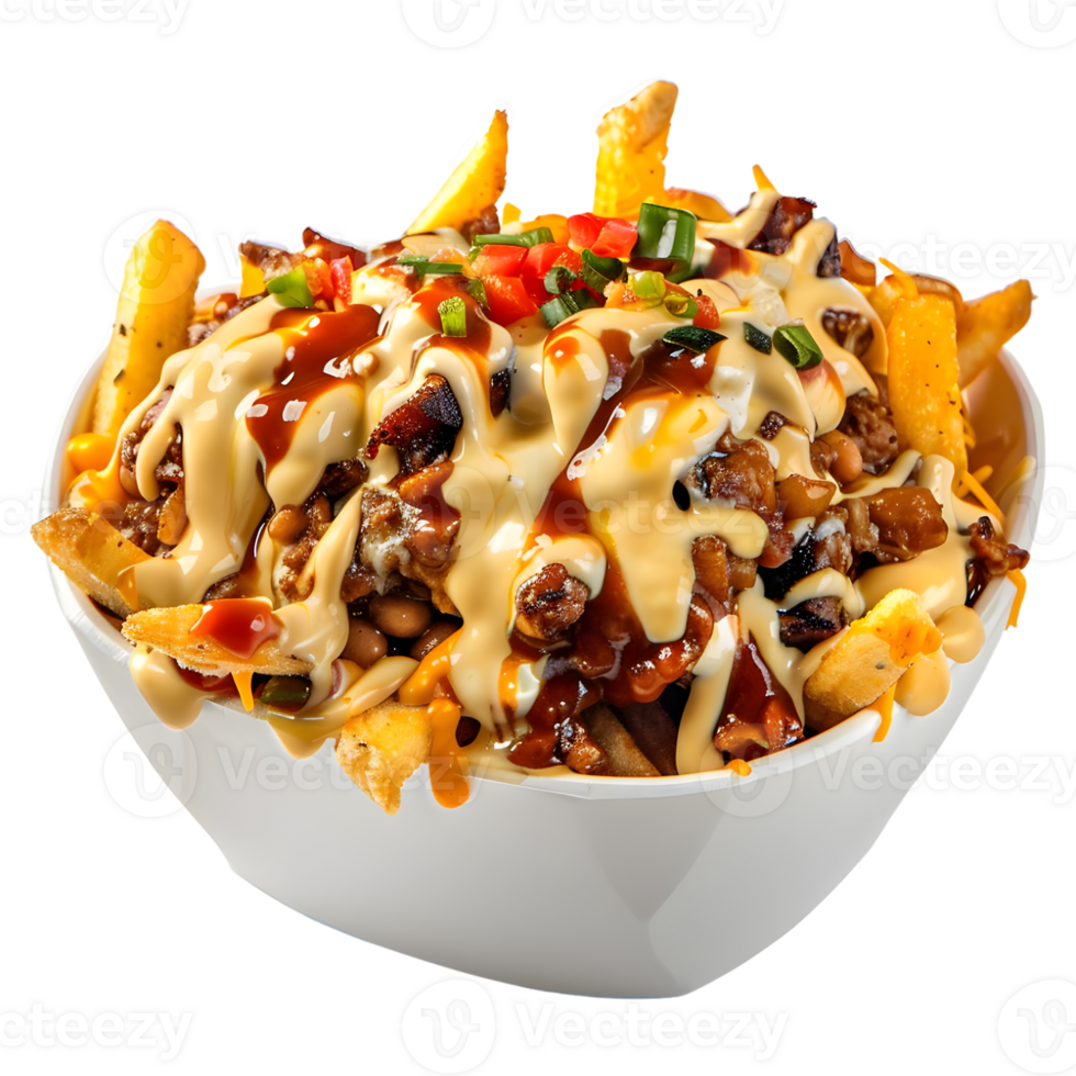 3D Rendering of a Chili Cheese Fries on Transparent Background png