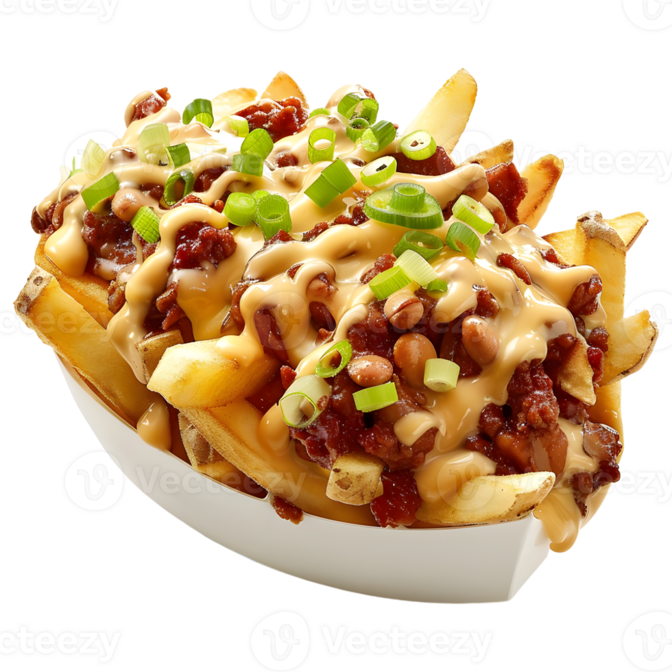 3D Rendering of a Chili Cheese Fries on Transparent Background png
