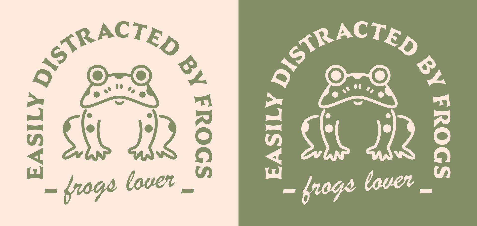 Frog lover club logo quotes lettering badge sticker easily distracted by frogs cute green cottagecore frogcore goblincore toad aesthetic funny gifts text for shirt design printable cut file vector