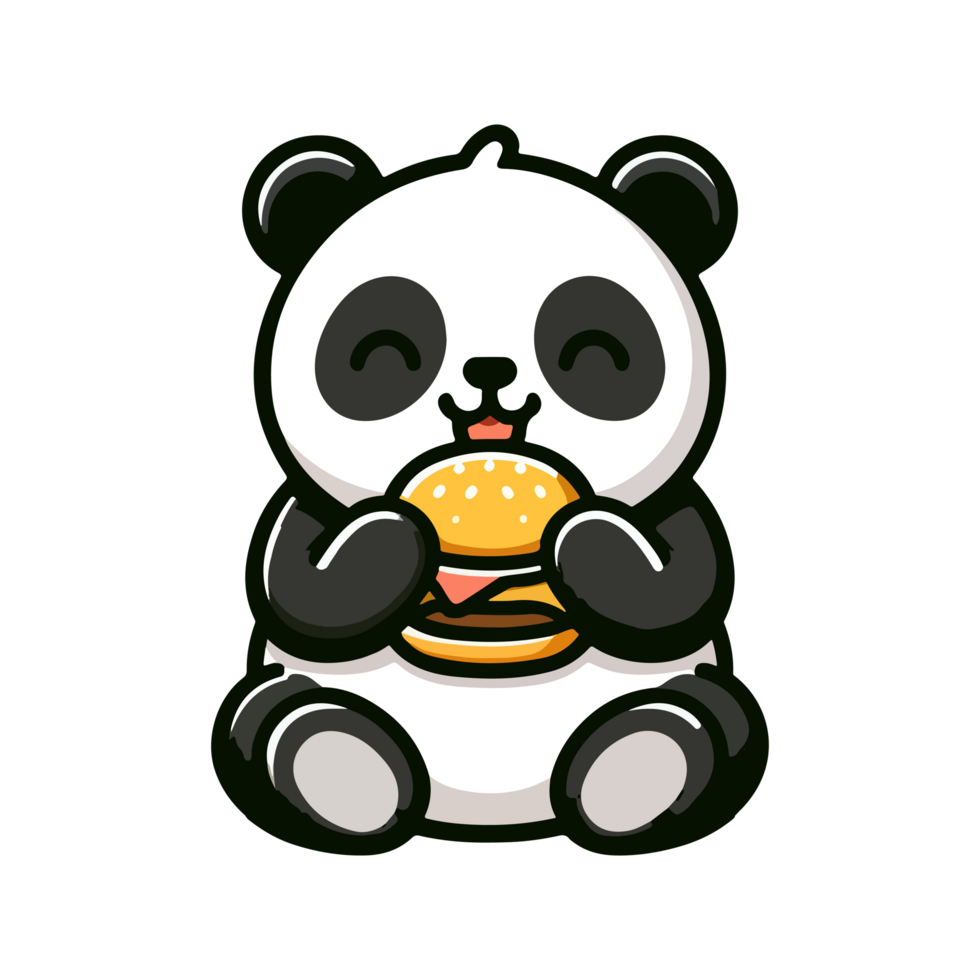 süß Panda Essen Hamburger Symbol Charakter Karikatur png