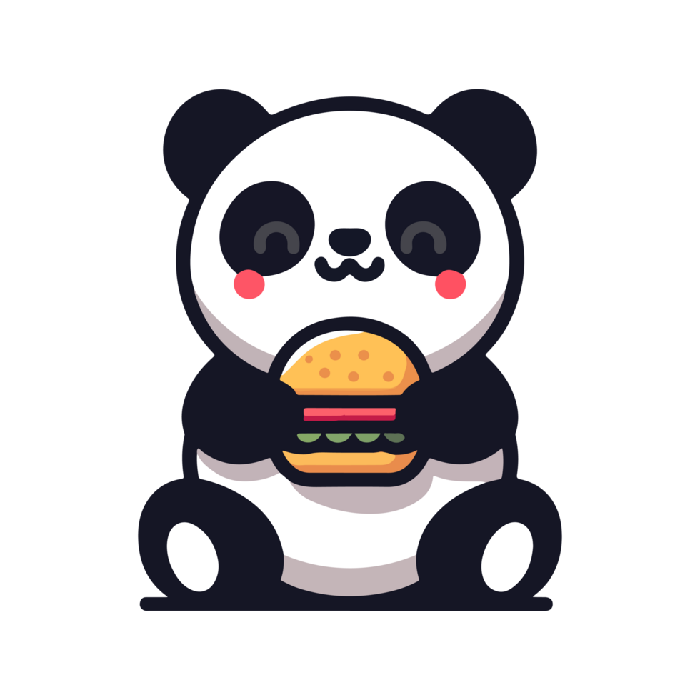 süß Panda Essen Hamburger Symbol Charakter Karikatur png