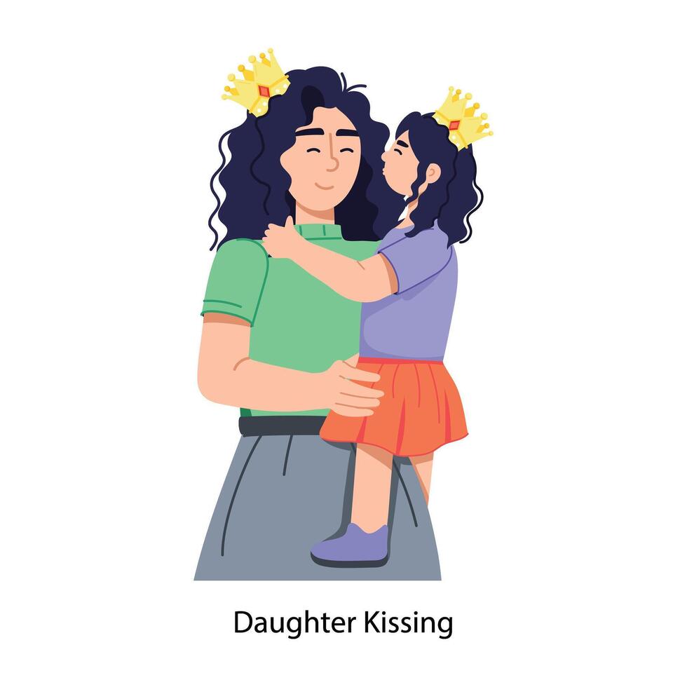 Trendy Daughter Kissing vector