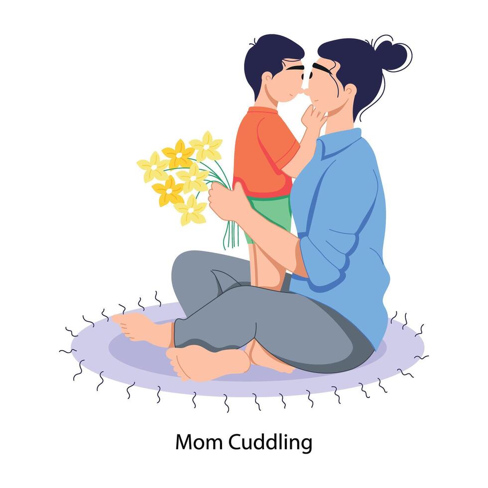 Trendy Mom Cuddling vector