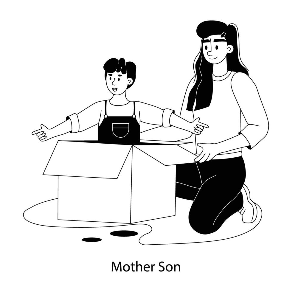 Trendy Mother Son vector