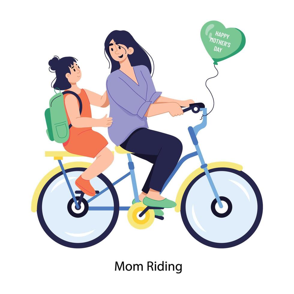 Trendy Mom Riding vector