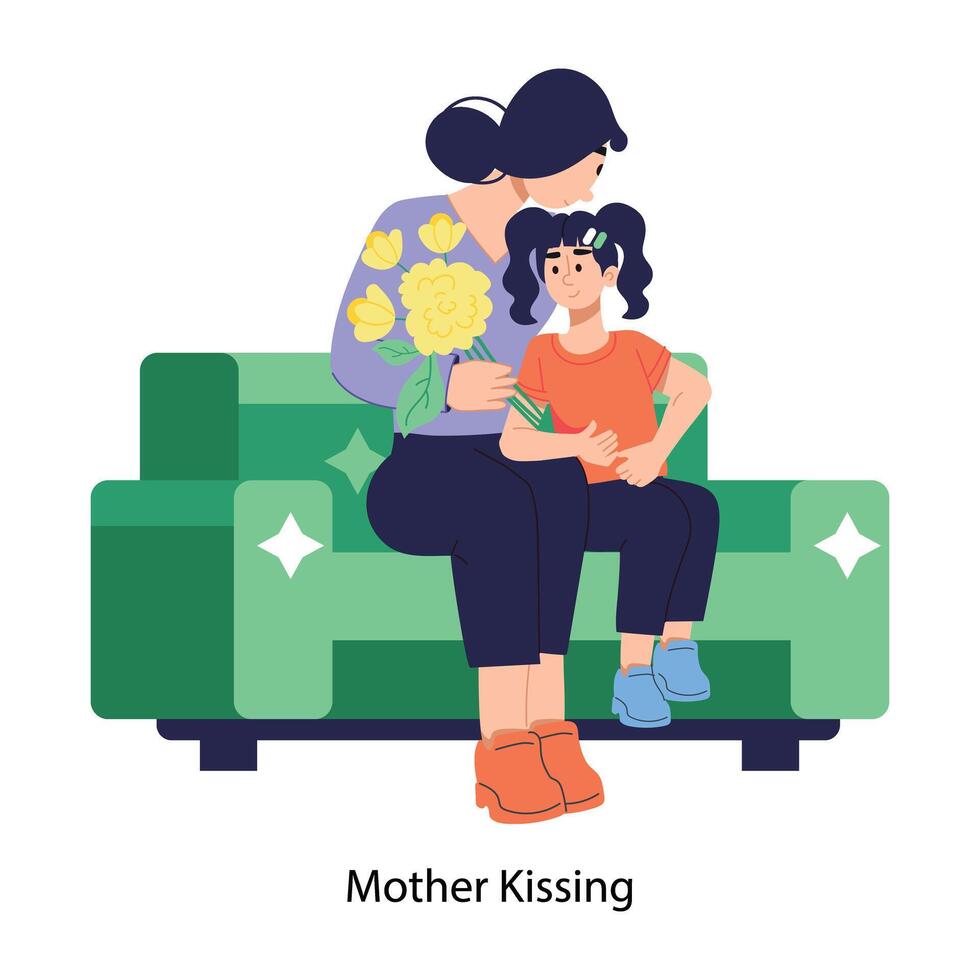 Trendy Mother Kissing vector