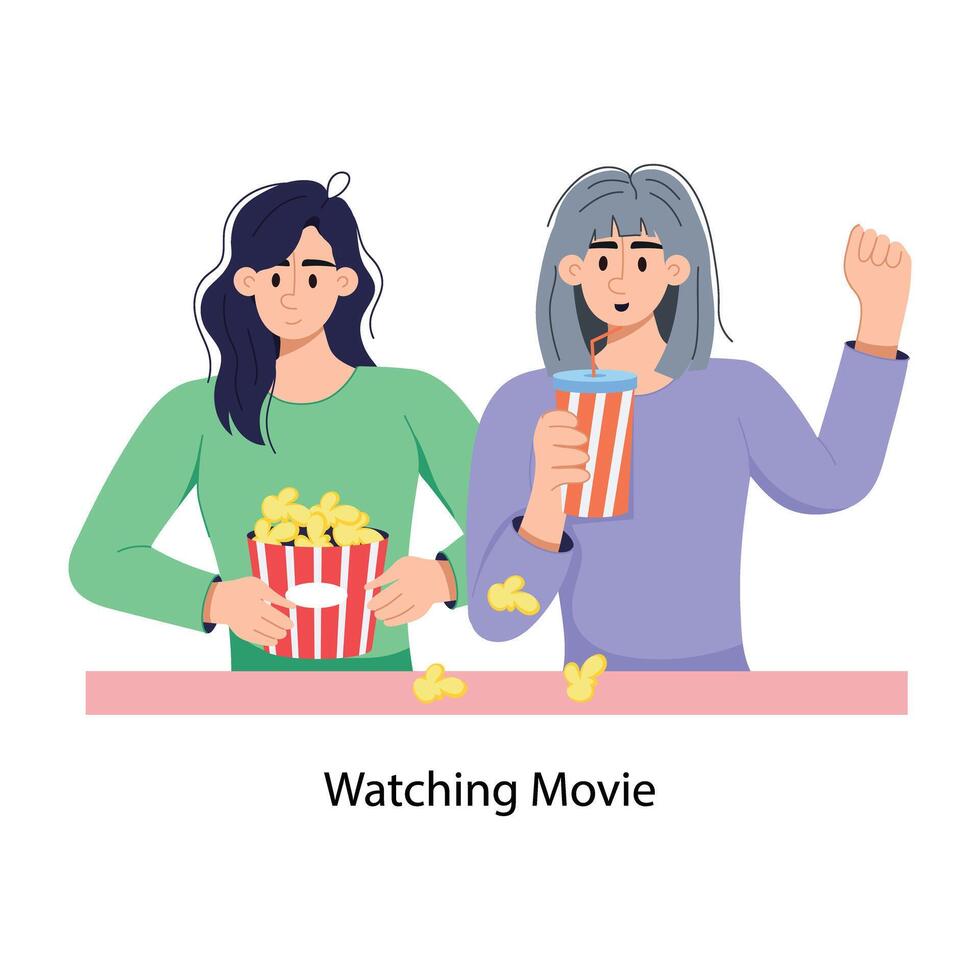 Trendy Watching Movie vector