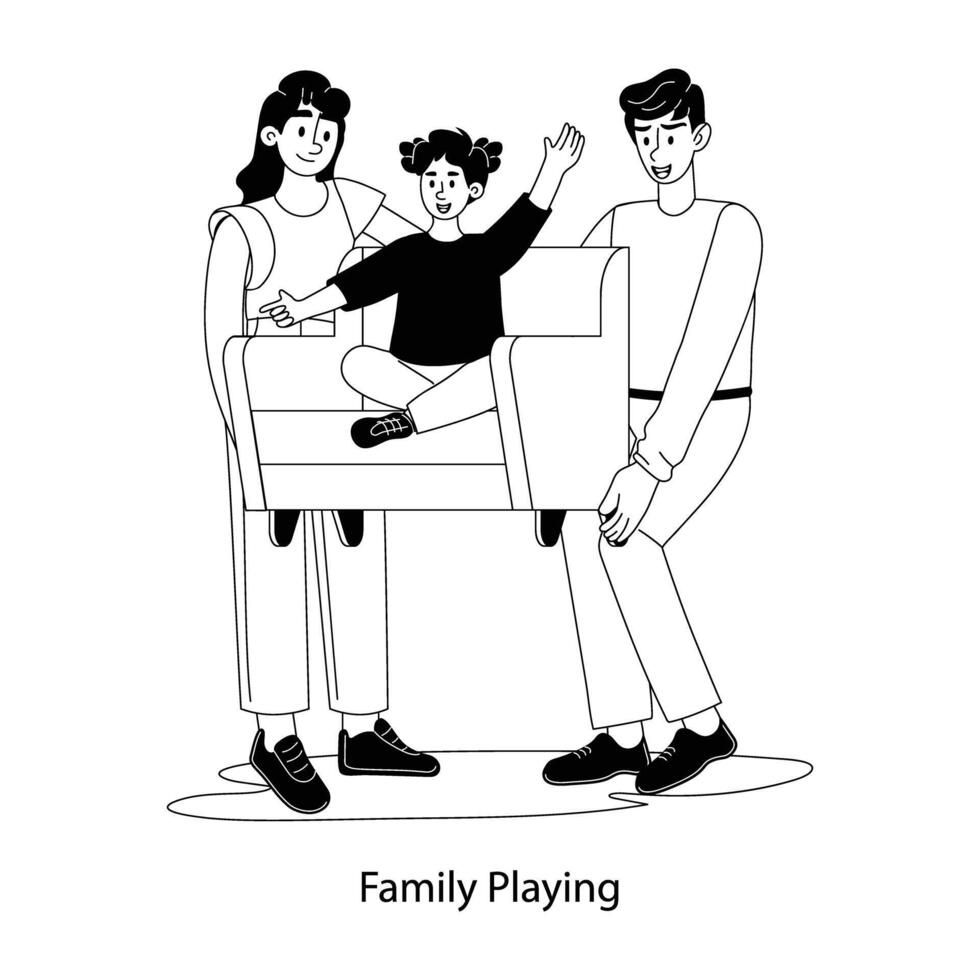Trendy Family Playing vector