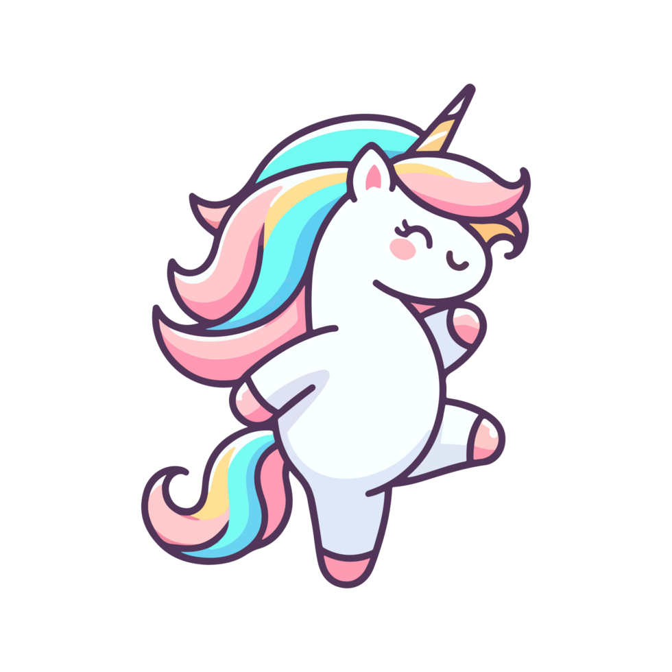 cute unicorn dancing icon character cartoon png