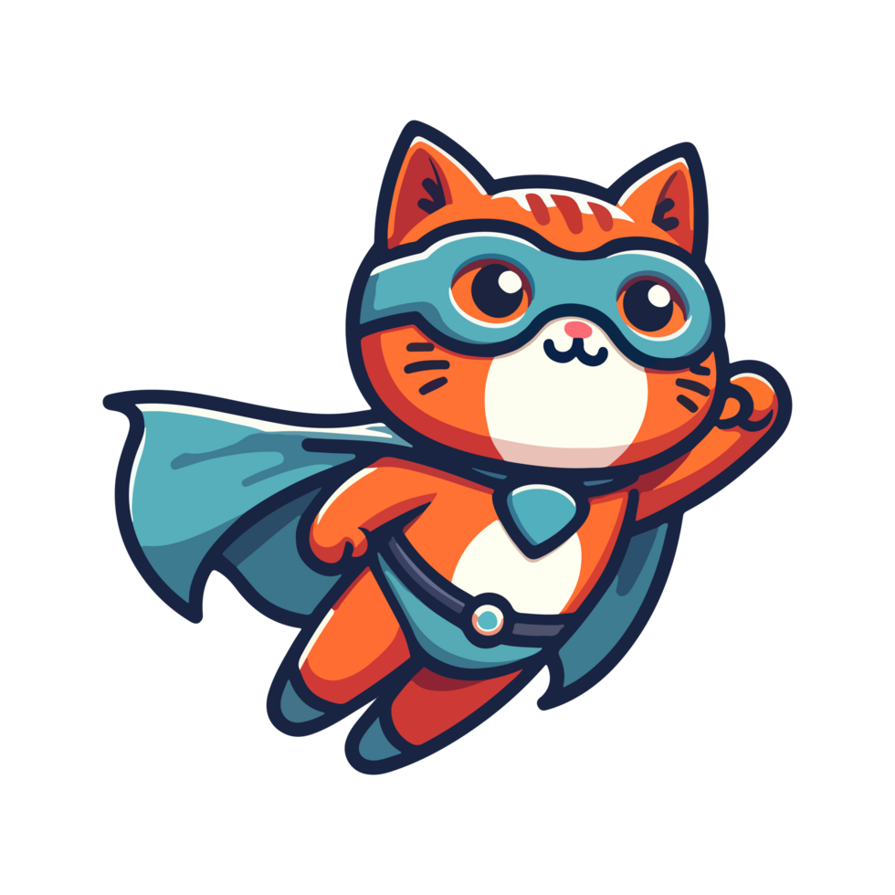 cute cat hero icon character png