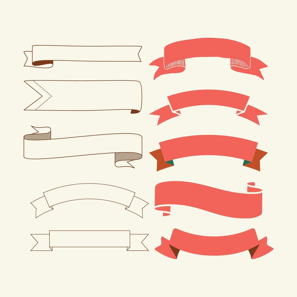 set of ribbon banners illustration vector