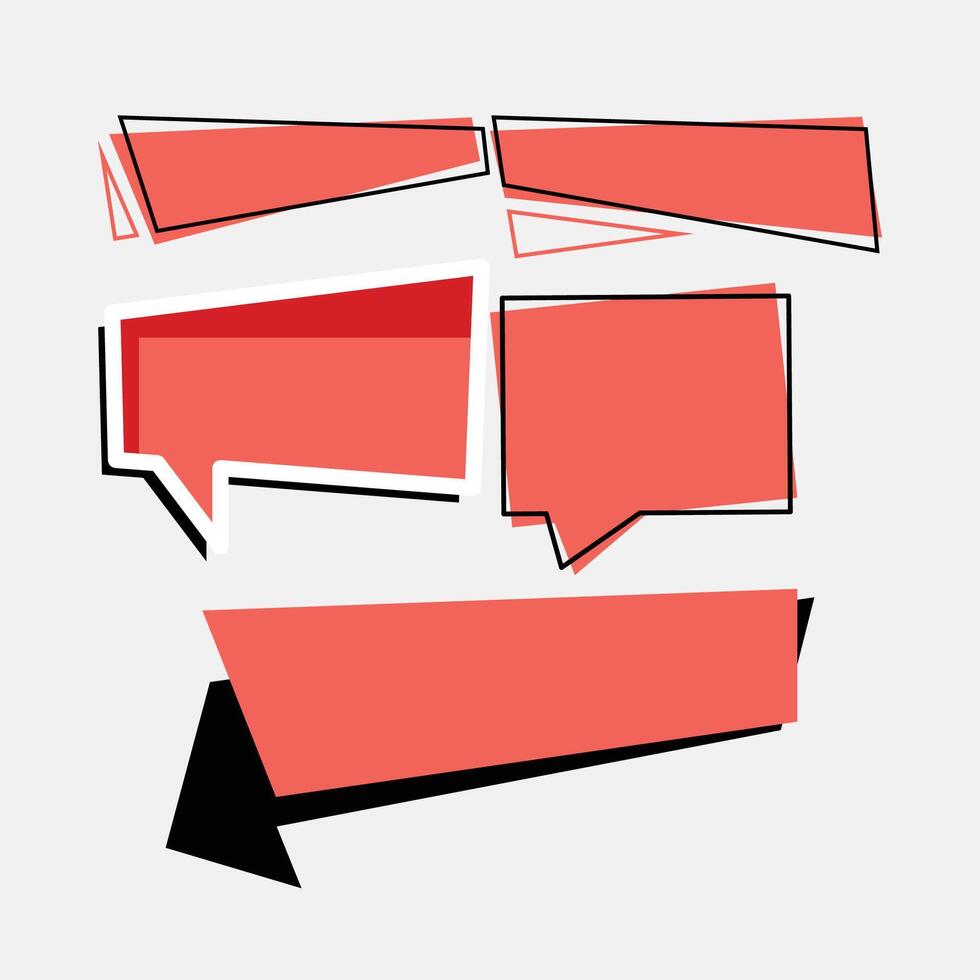 set of red speech bubbles with arrows and arrows vector