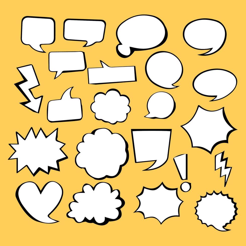 a collection of speech bubbles on a yellow background vector