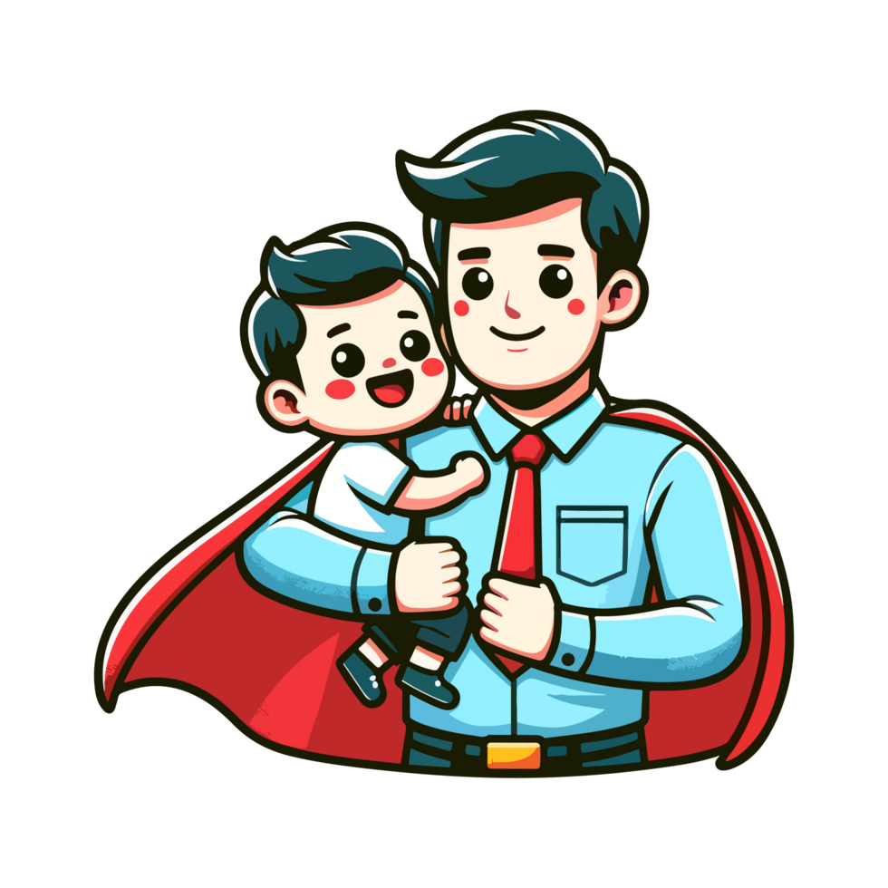 cute father hero concept for father's day icon character cartoon png