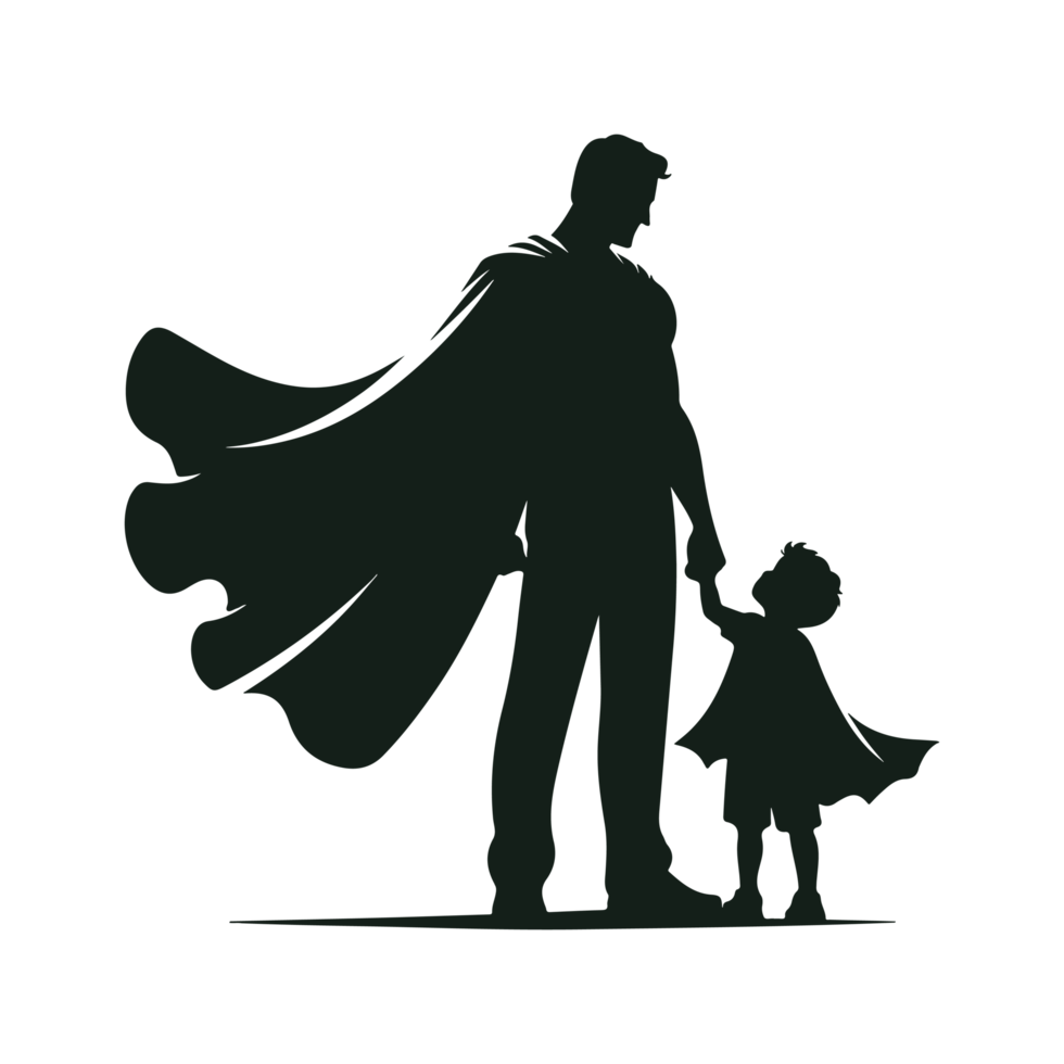 silhouette father hero concept for father's day png