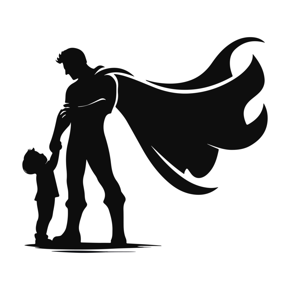 silhouette father hero concept for father's day png