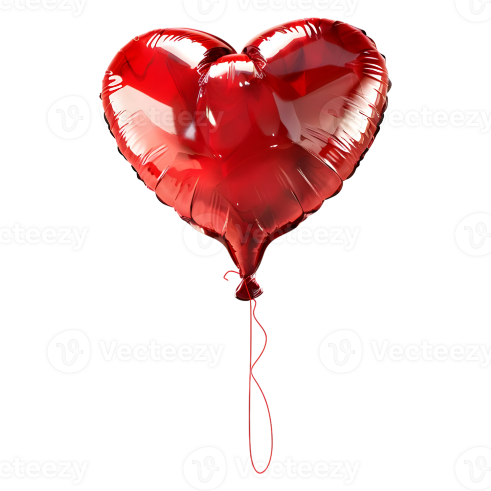 3D Rendering of a Heart Shape Love Balloon on Transparent Background png