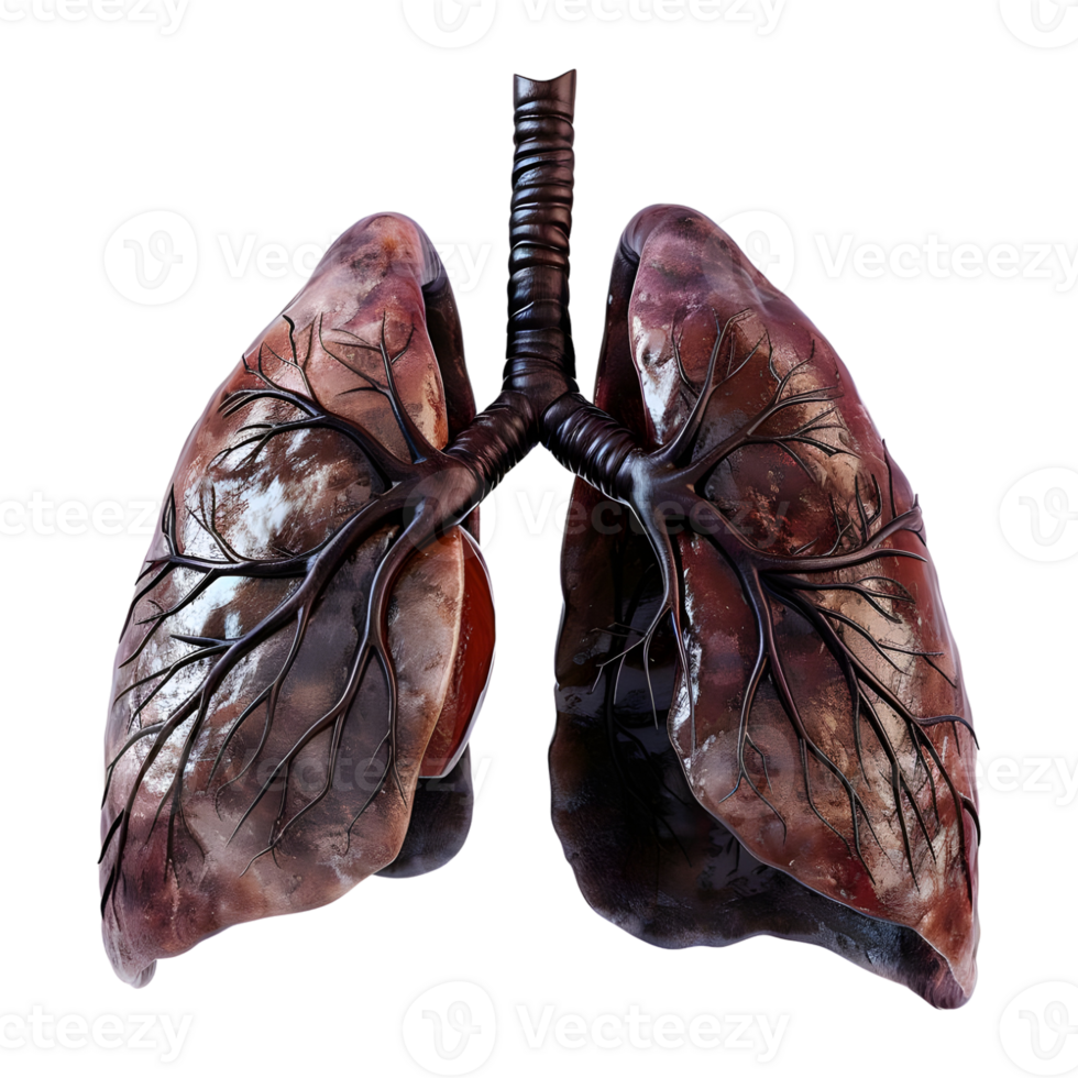 3d tolkning av en mänsklig lungor organ transparent bakgrund png