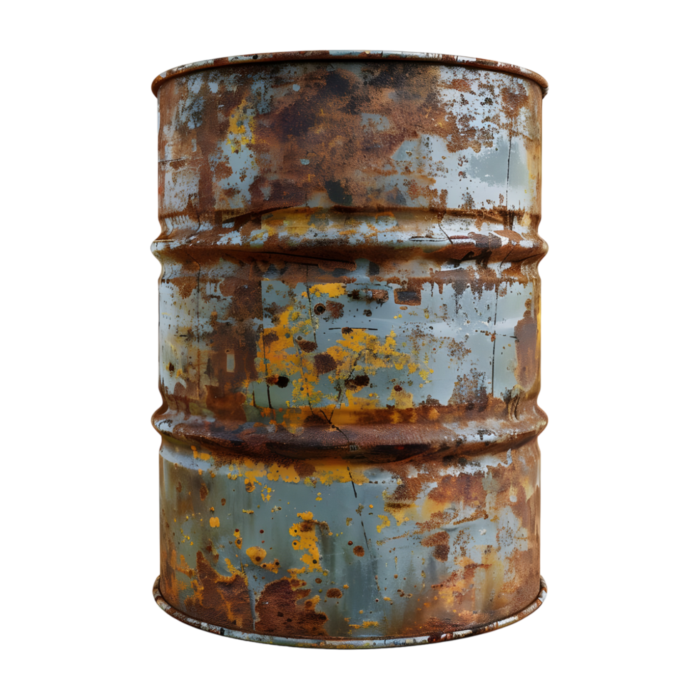 3D Rendering of a Rusted Iron Drum Transparent Background png
