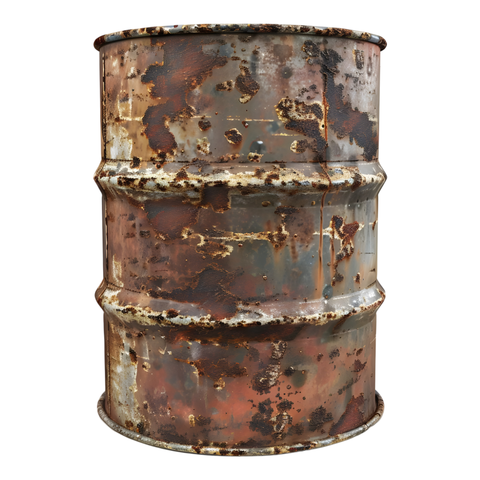 3D Rendering of a Rusted Iron Drum Transparent Background png